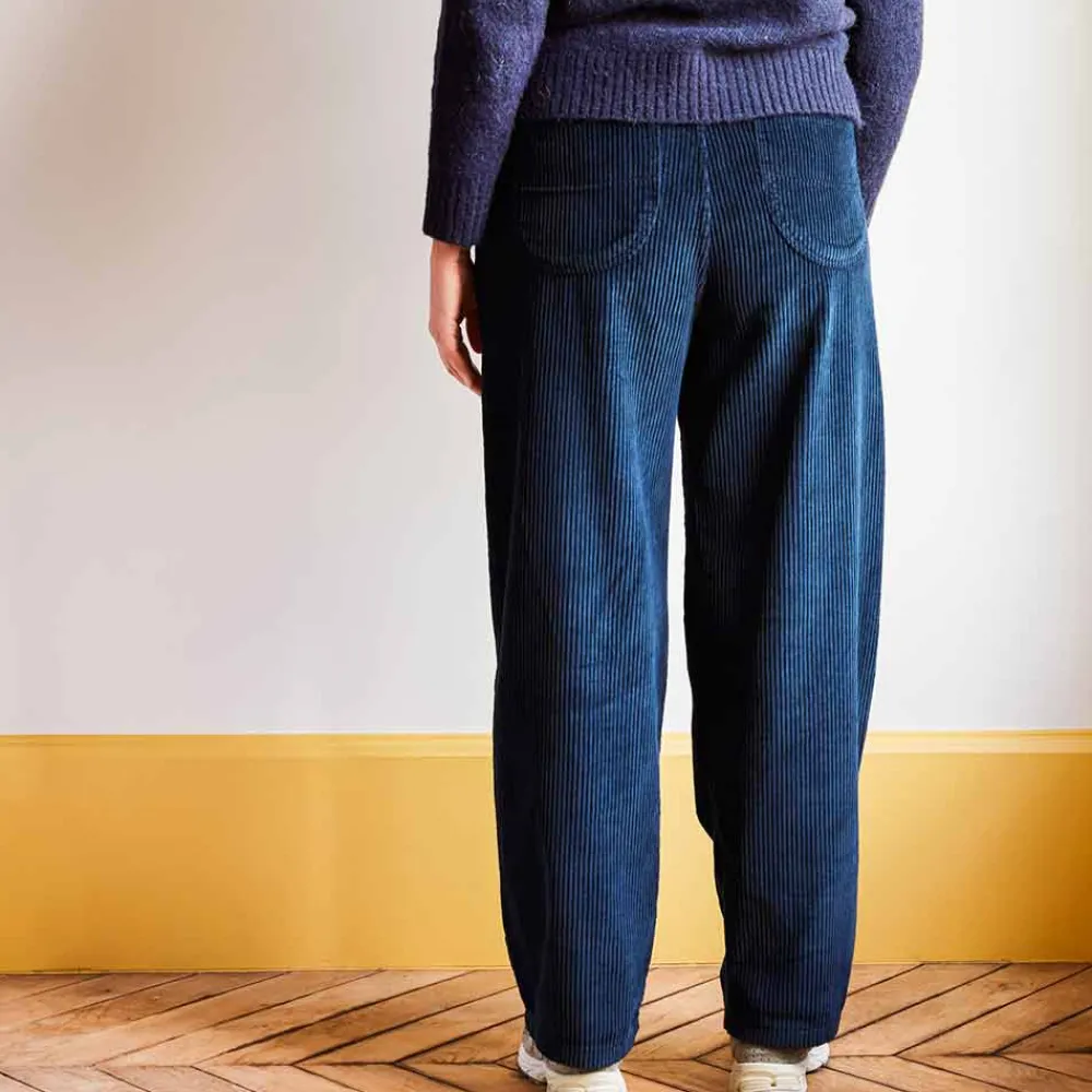 Women MERCI - Pantalon en velours côtelé - Bleu Marine