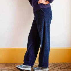 Women MERCI - Pantalon en velours côtelé - Bleu Marine