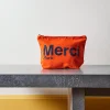 MERCI - Pochette en coton - Orange & Bleu Marine