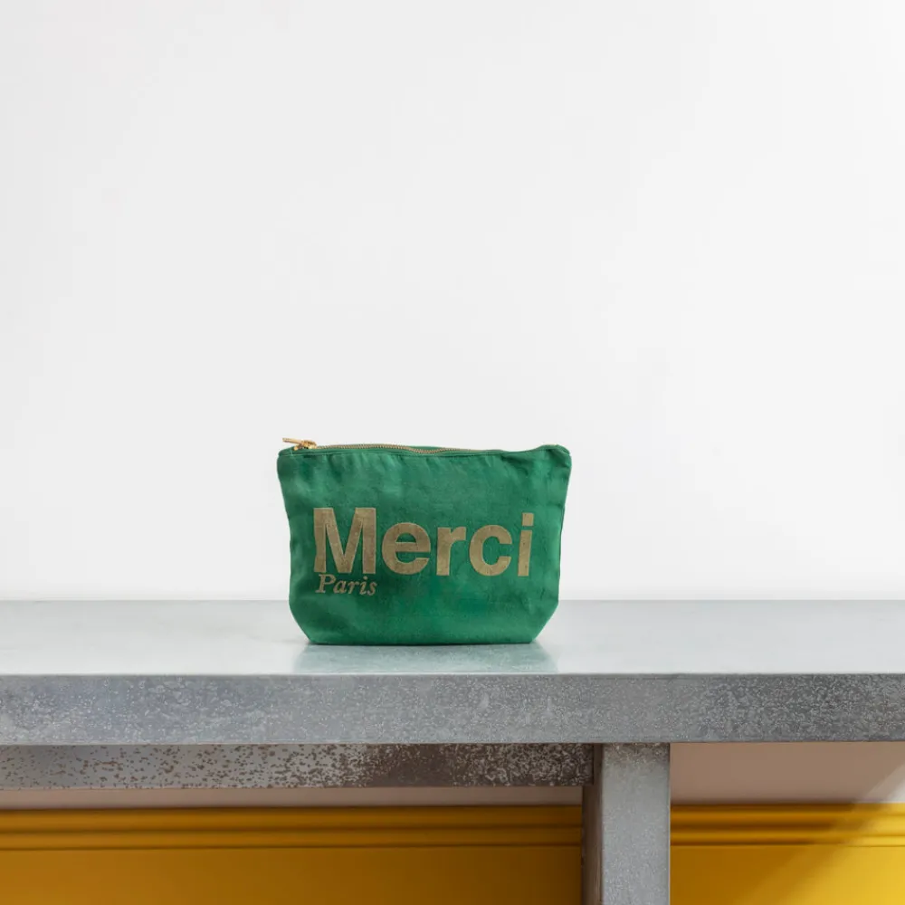 V01 Merci - Pochette en coton - Vert
