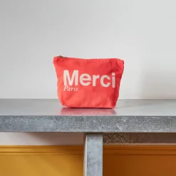 V01 Merci - Pochette en coton - Orange & Sable