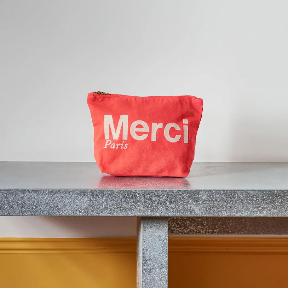 V01 Merci - Pochette en coton - Orange & Sable