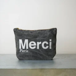 V01 Merci - Pochette en coton Marble - Noir & Blanc