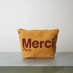 V01 Merci - Pochette en coton - Beige & Marron