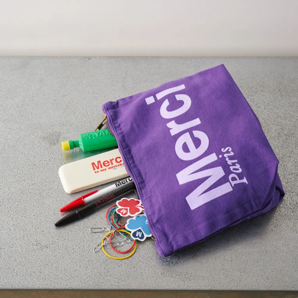 V01 Merci - Pochette en coton - Violet & Lila