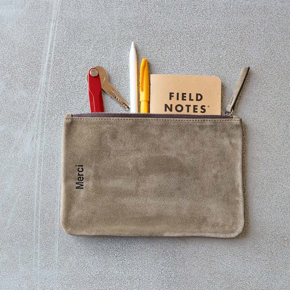 MERCI - Pochette en daim - Truffle