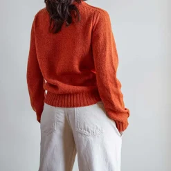 Women MERCI - Pull en laine Shetland Femme - Orange