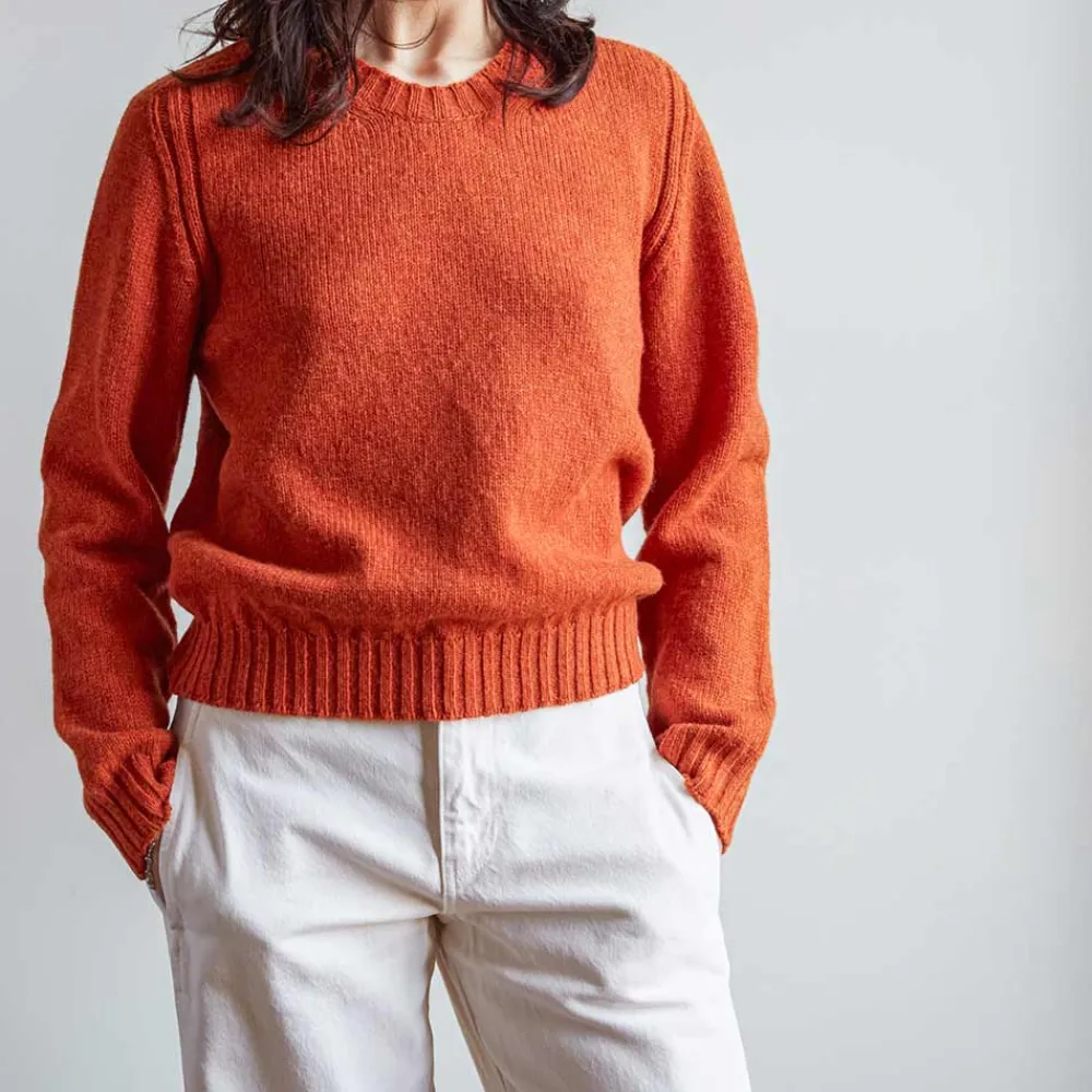 Women MERCI - Pull en laine Shetland Femme - Orange