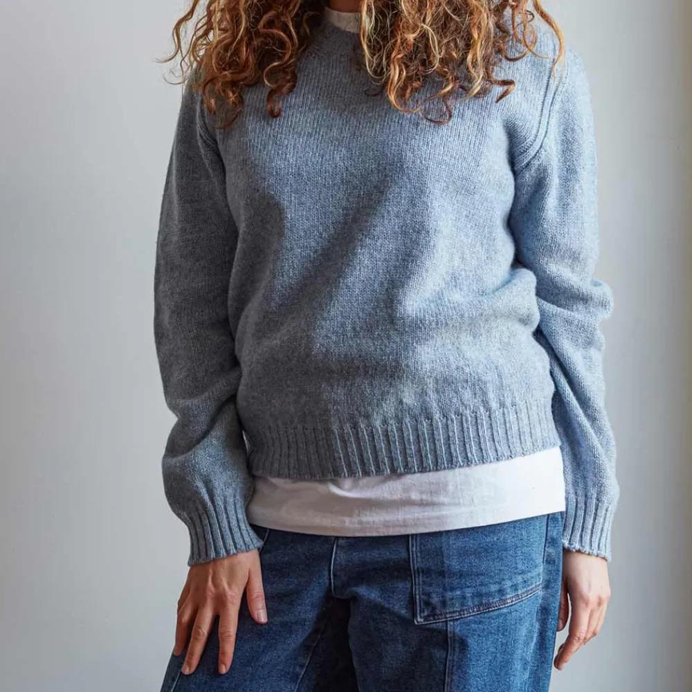 Women MERCI - Pull en laine Shetland Femme - Bleu Ciel