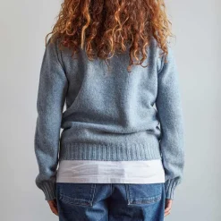 Women MERCI - Pull en laine Shetland Femme - Bleu Ciel