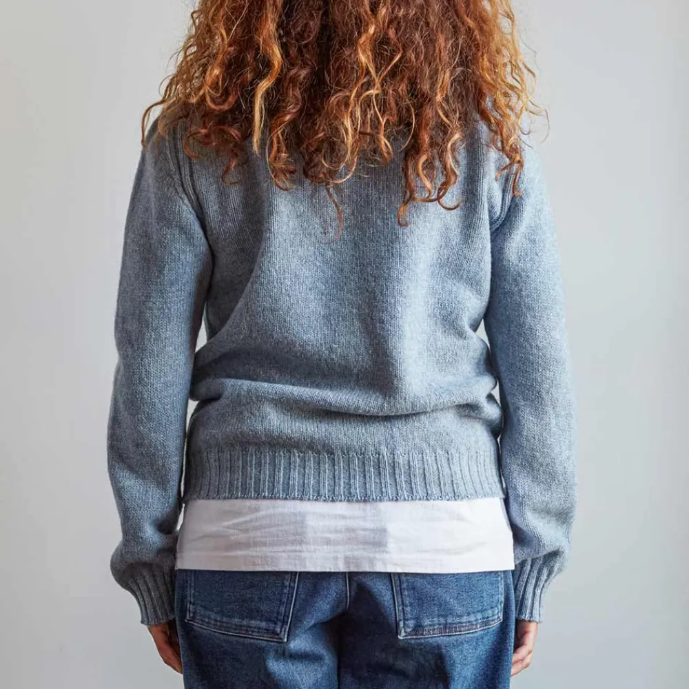 Women MERCI - Pull en laine Shetland Femme - Bleu Ciel
