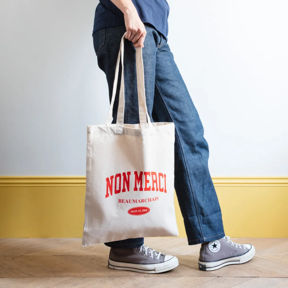 M05 Merci - Sac Tote Bag College Non Merci - Rouge