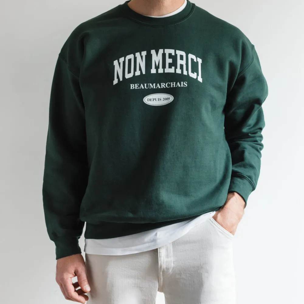 Women M05 Merci - Sweat College Non Merci - Vert