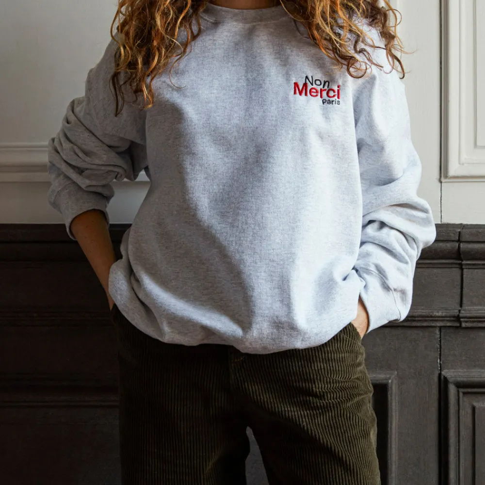 Women Merci - Sweat unisexe Non "Rive Droite" - Gris