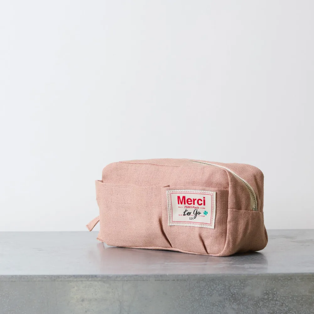 200 LINTEX Merci - Trousse en lin lavé - Rose d'Argile