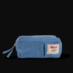 200 LINTEX Merci - Trousse en lin lavé - Bleu Paros