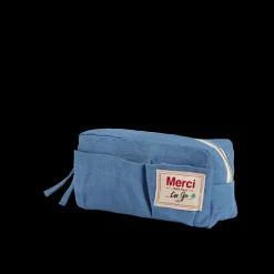 200 LINTEX Merci - Trousse en lin lavé - Bleu Paros