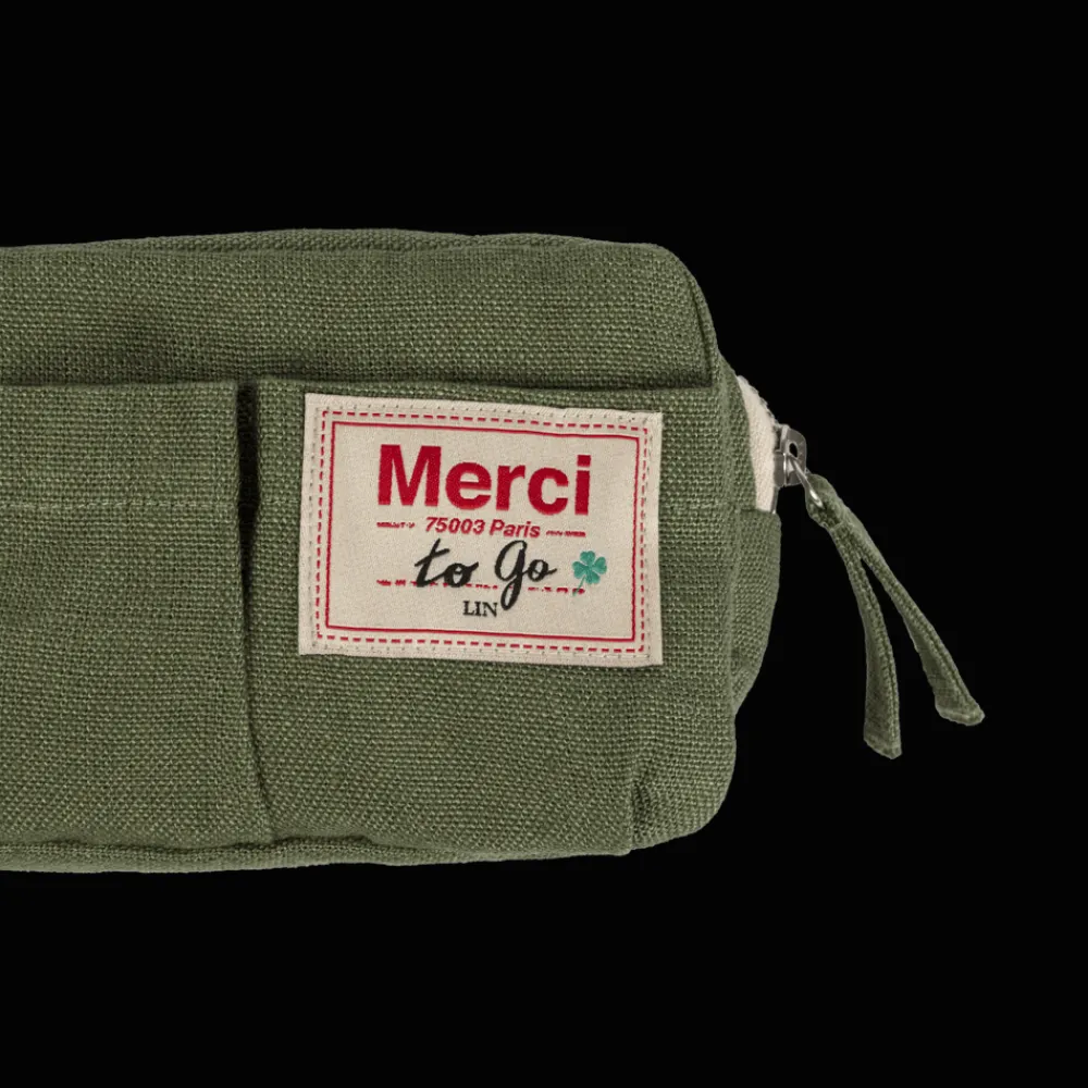 200 LINTEX Merci - Trousse en lin lavé - Vert Anduze