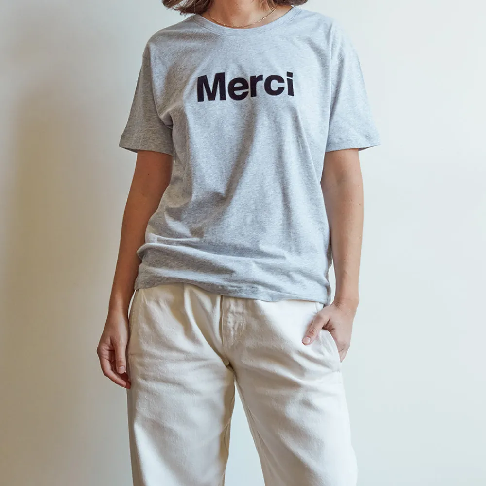 Women MERCI - T-shirt logo - Gris