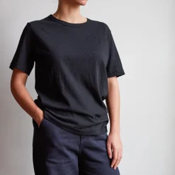 Women MERCI - T-shirt uni en coton - Noir