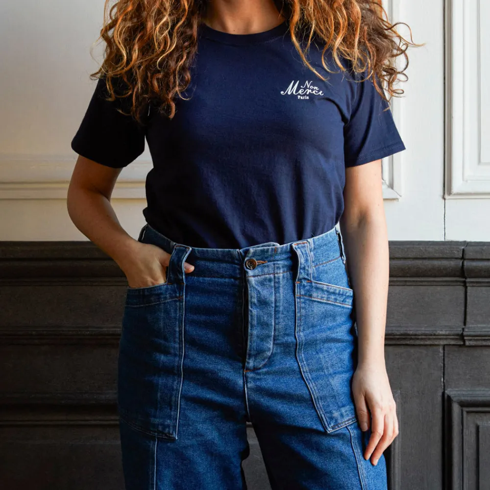 Women Merci - T-Shirt unisexe Non "Rive Gauche" - Bleu Marine