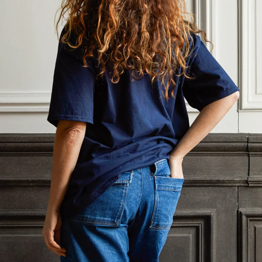 Women Merci - T-Shirt unisexe Non "Rive Droite" - Bleu Marine