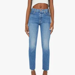 Women Mother - Jeans The Tomcat Ankle Fray - Bleu