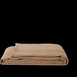 200 LINTEX Nappe en lin lavé - Carreaux Brun Cha Iro