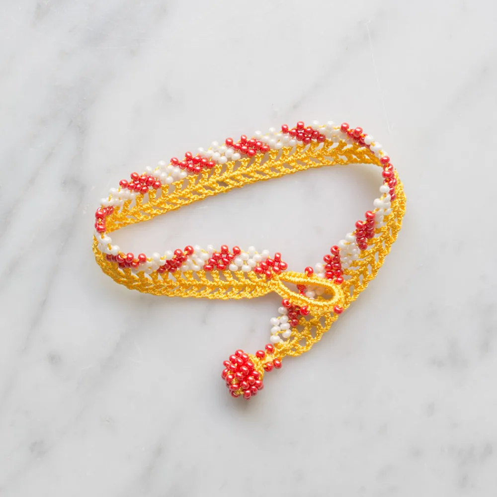 Women OTTOMANIA - Bracelet crochet Stripes - Jaune