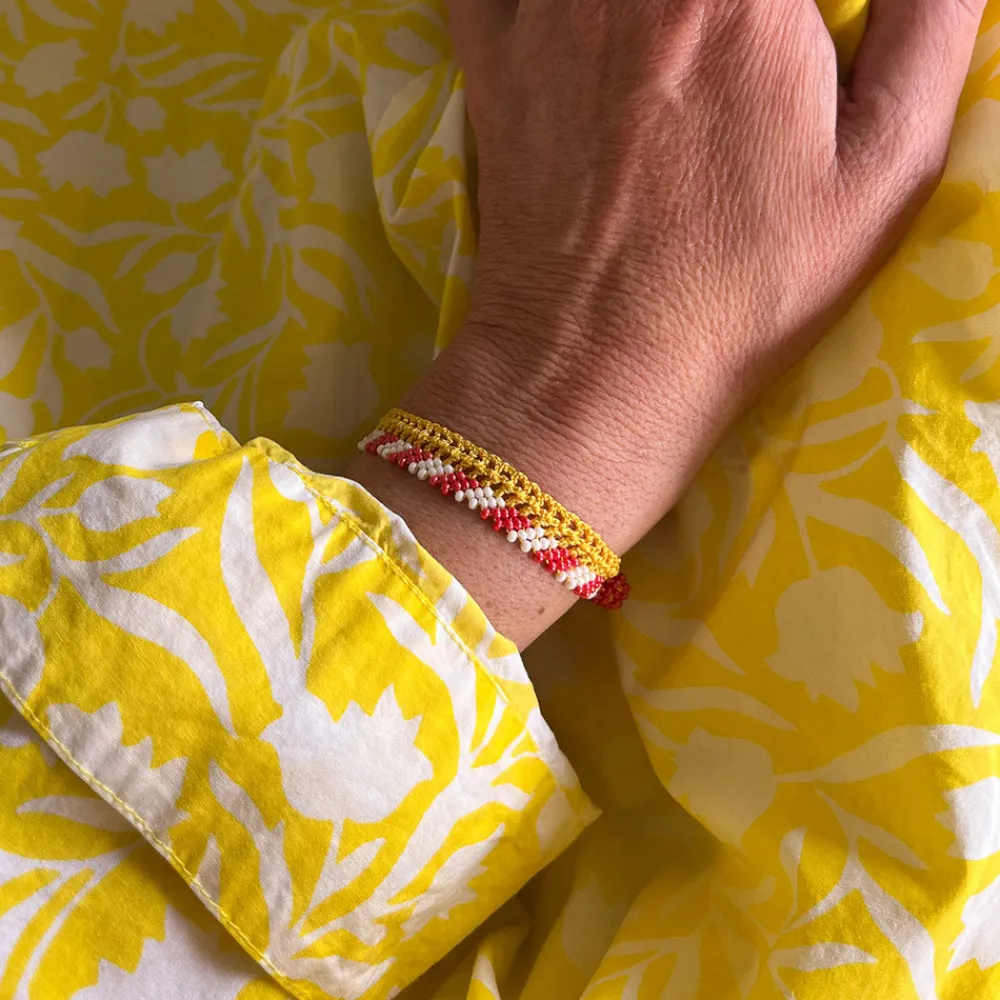 Women OTTOMANIA - Bracelet crochet Stripes - Jaune