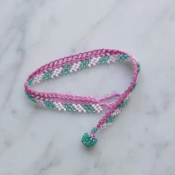 Women OTTOMANIA - Bracelet crochet Stripes - Rose