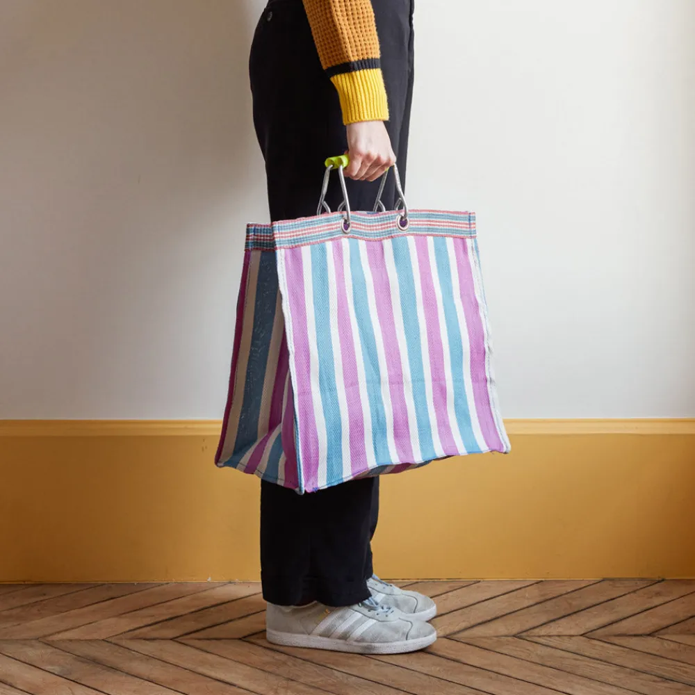 1414 PUEBCO Panier carré - Bleu & Rose