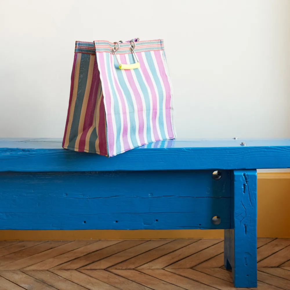 1414 PUEBCO Panier carré - Bleu & Rose