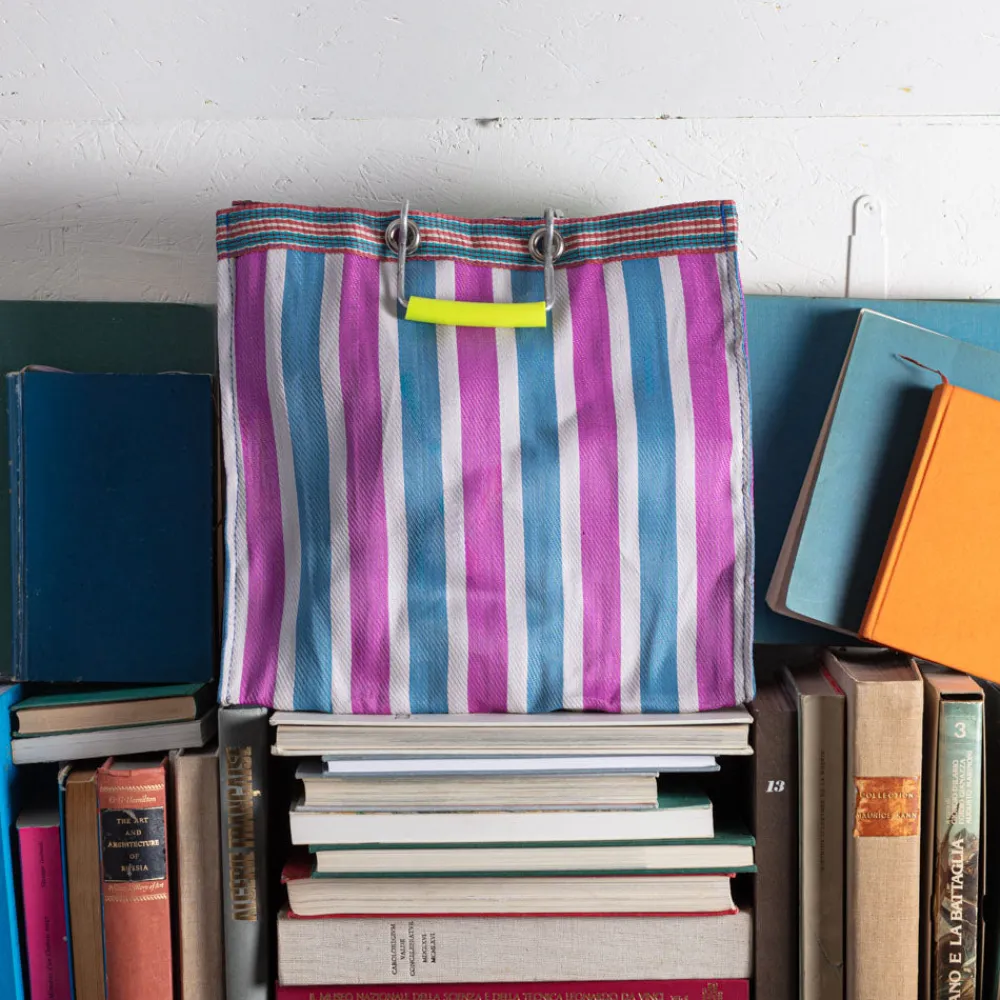 1414 PUEBCO Panier carré - Bleu & Rose