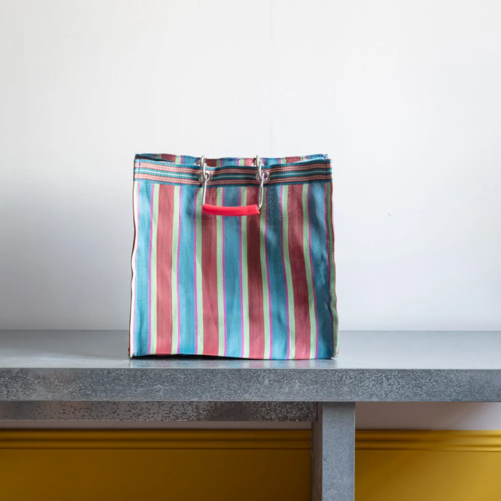 1414 PUEBCO Panier carré - Rouge & Bleu
