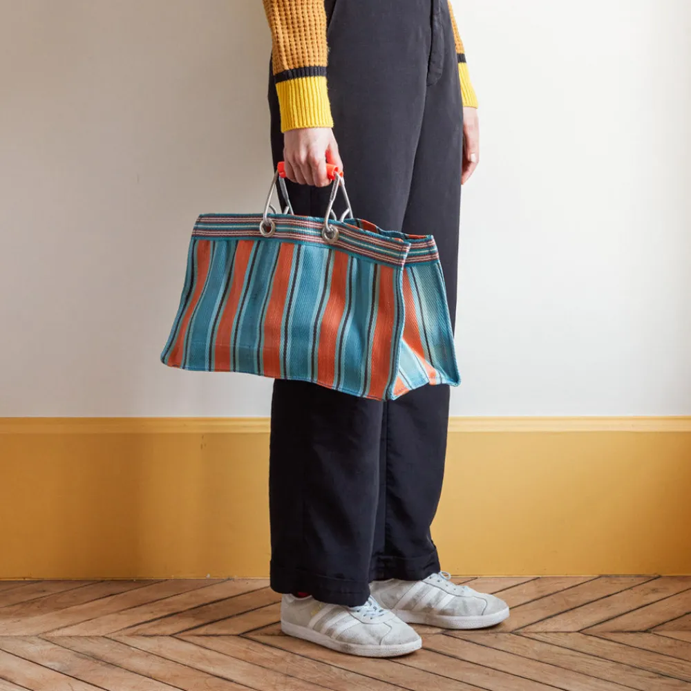 1414 PUEBCO Panier rectangulaire - Orange & Bleu