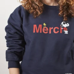 Women M05 Peanuts x Merci - Sweat Merci - Marine