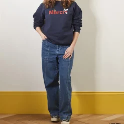 Women M05 Peanuts x Merci - Sweat Merci - Marine