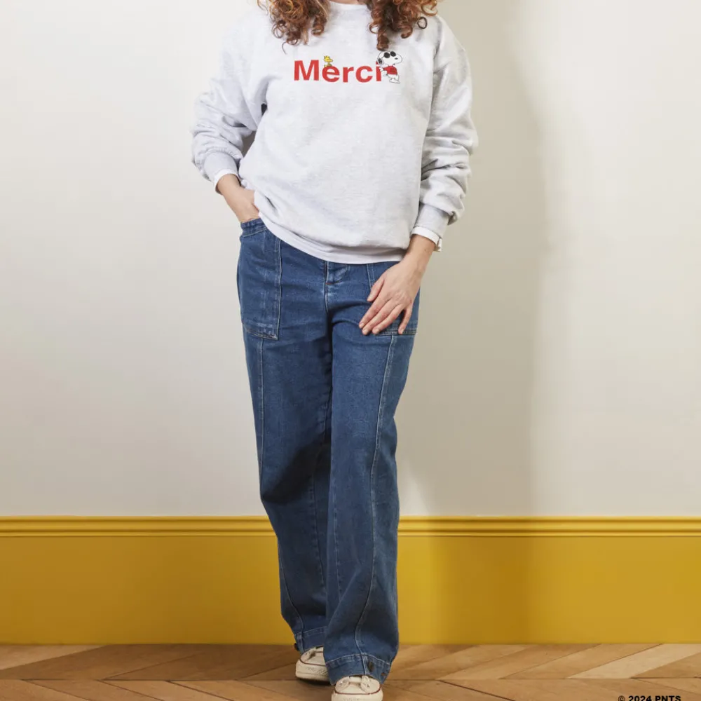Women M05 Peanuts x Merci - Sweat Merci - Gris
