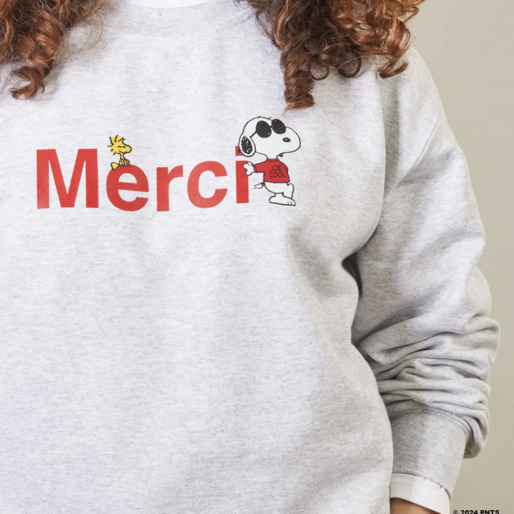Women M05 Peanuts x Merci - Sweat Merci - Gris