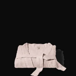 200 LINTEX Peignoir en lin - Nid d'abeille - Beige Rosé