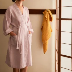 200 LINTEX Peignoir en lin - Nid d'abeille - Parme Fuji Iro