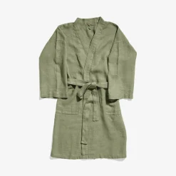 200 LINTEX Peignoir en lin - Nid d'abeille - Vert Komorebi