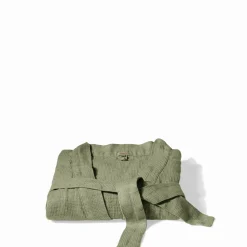 200 LINTEX Peignoir en lin - Nid d'abeille - Vert Komorebi