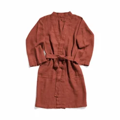 200 LINTEX Peignoir en lin - Nid d'abeille - Rouge Urushi