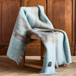 1492 MANTAS EZCARAY Plaid Cuadros - Bleu Ciel
