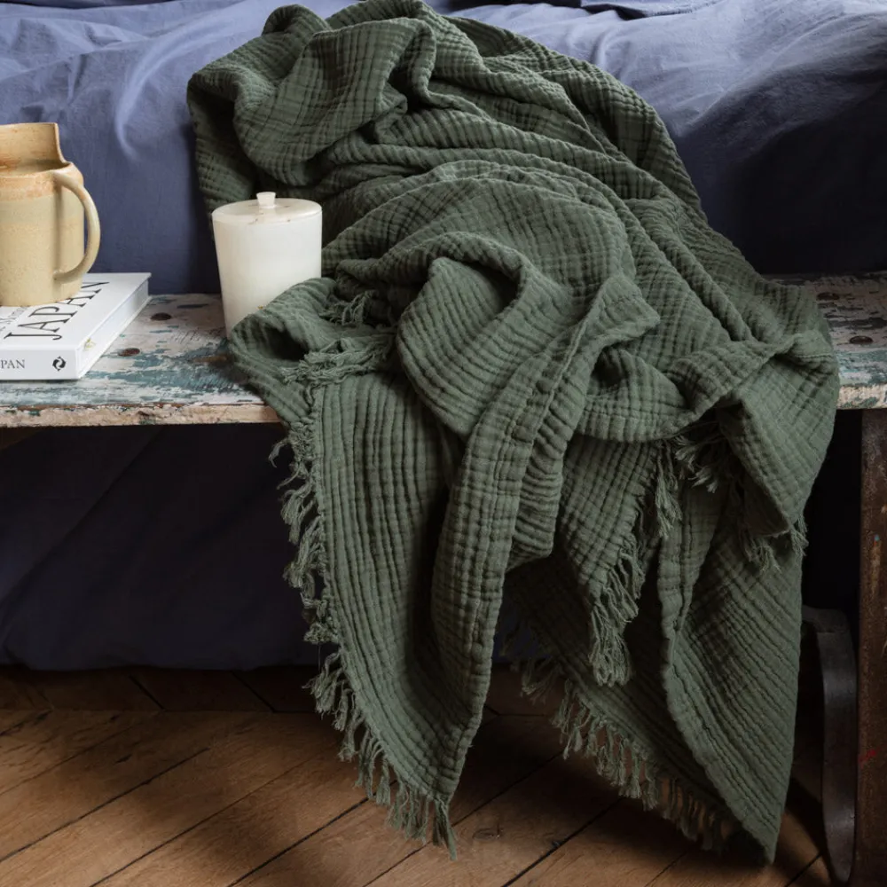 2100 GAZEX Plaid en gaze de coton - Vert Luxembourg