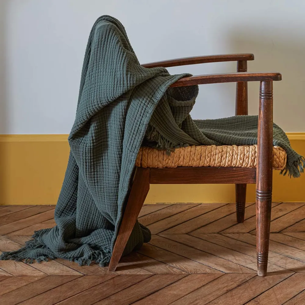 2100 GAZEX Plaid en gaze de coton - Vert Luxembourg