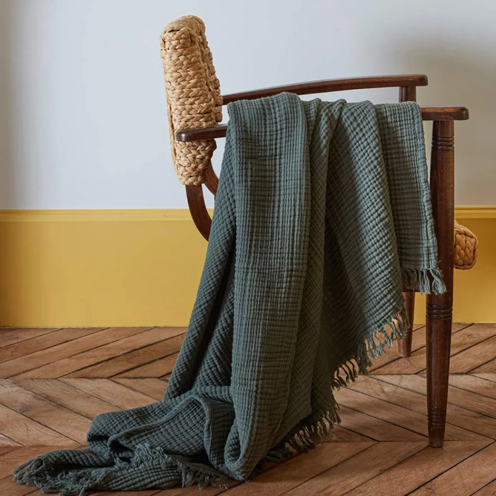 2100 GAZEX Plaid en gaze de coton - Vert Luxembourg