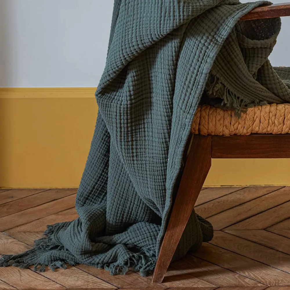 2100 GAZEX Plaid en gaze de coton - Vert Luxembourg